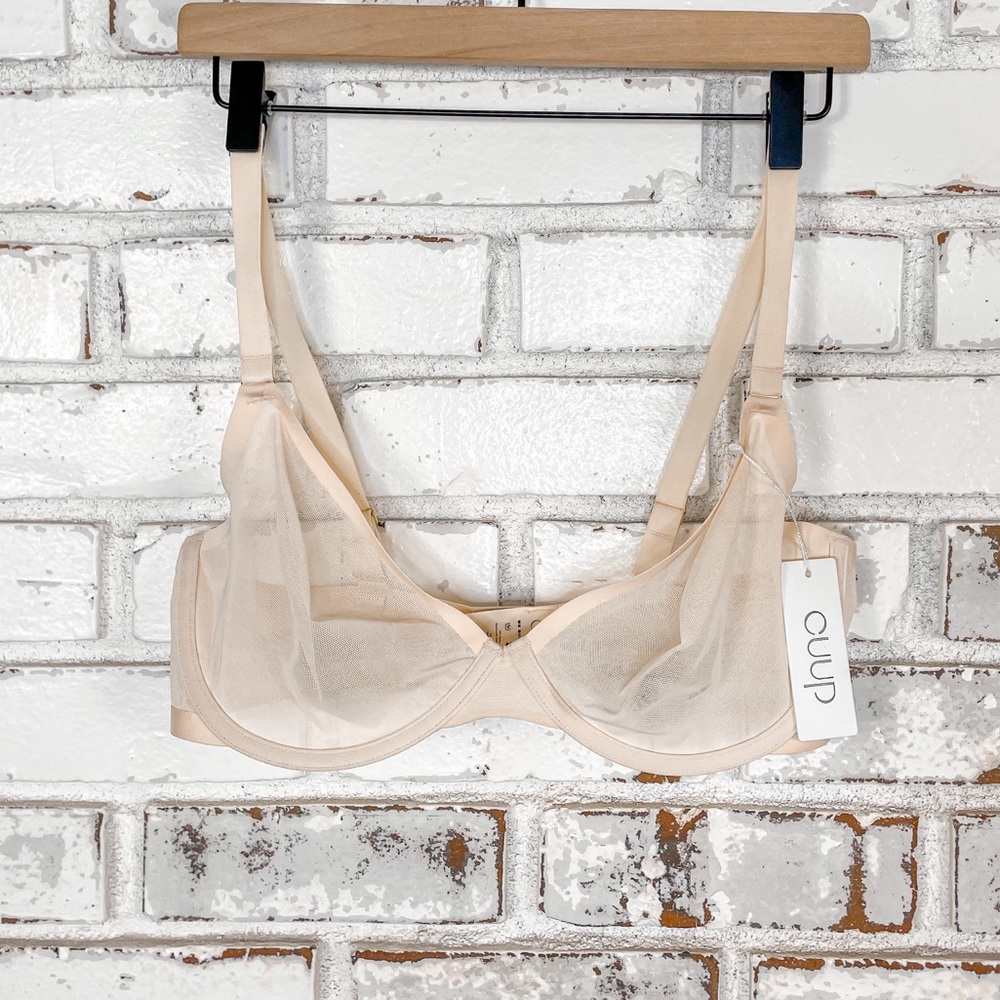 CUUP Neude Plunge Mesh Bra in Blush Sz 36E